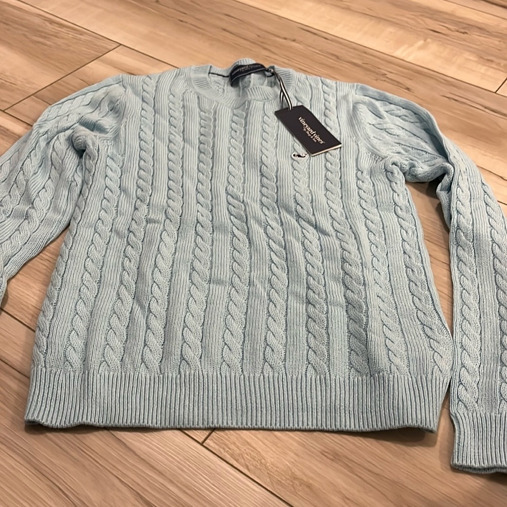 Light blue cable knit sweater